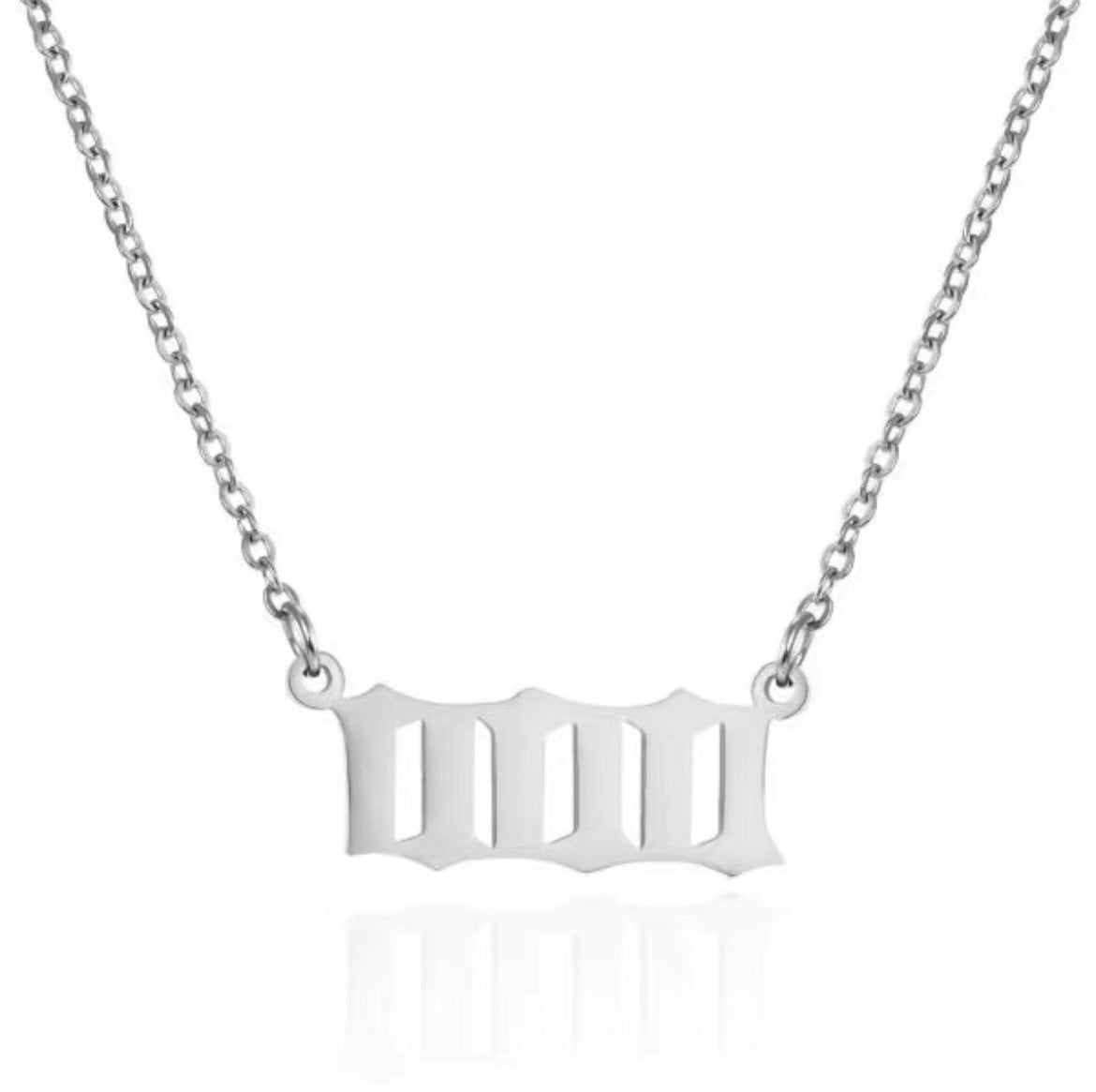 Simple Retro Stainless Steel Number Pendant Necklace for Women and Couples
