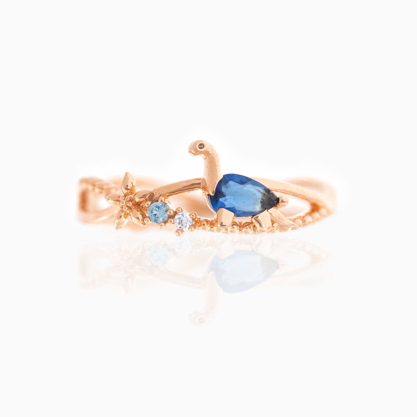 18K Gold Plated Dinosaur Zircon Copper Ring for Women