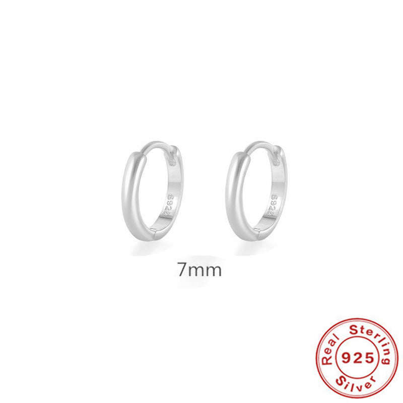 S925 Sterling Silver Minimalist Geometric Ear Clip Hoop Earrings