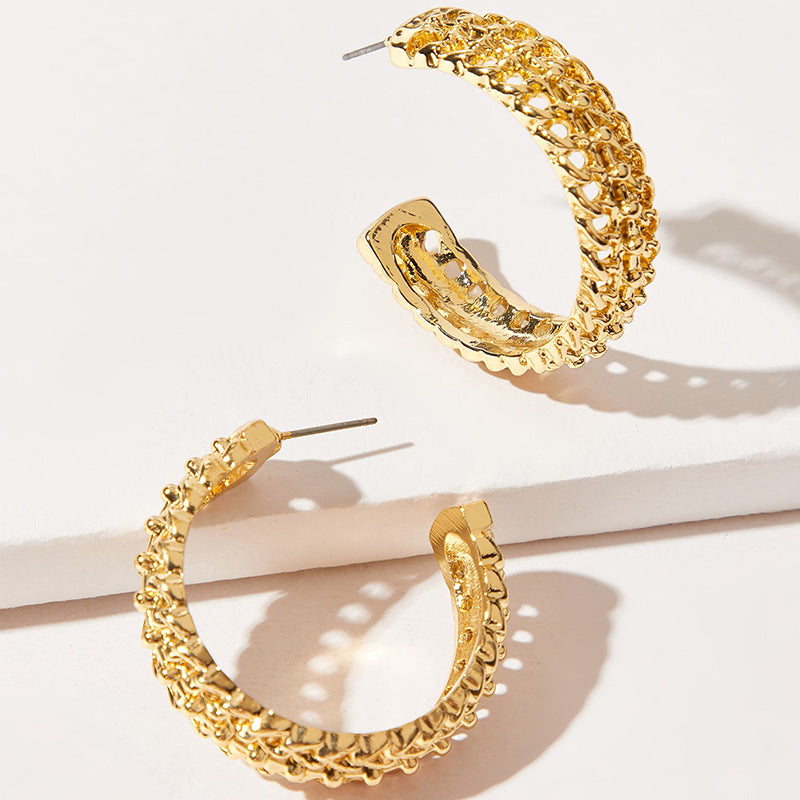 New Fashion Geometric Turquoise Metal Hoop Earrings