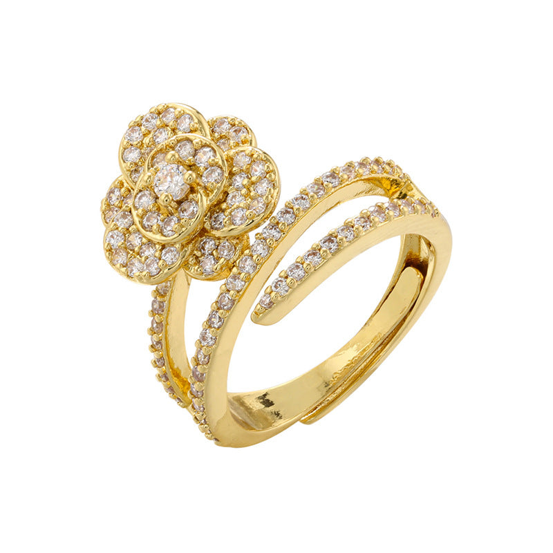 Elegant Luxurious Snake Butterfly Zircon 18K Gold Plated Adjustable Open Rings