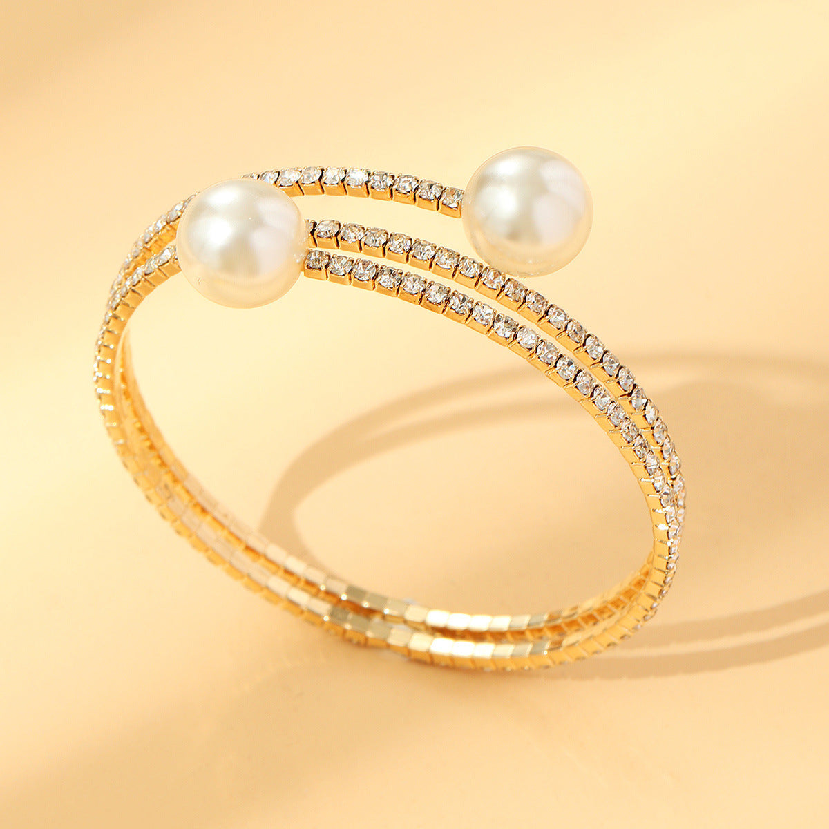Fashion Rhinestone Pearl Multi-layer Wrap Bracelet