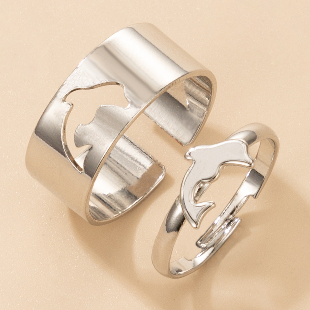 European American Butterfly Ring Set Creative Hollow Design Unique Punk Style Couple Rings