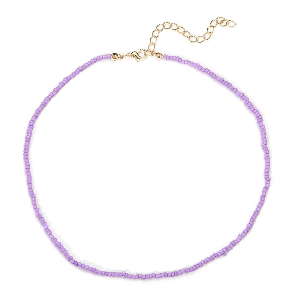 Bohemian Colorful Floral Rice Bead Necklace for Women