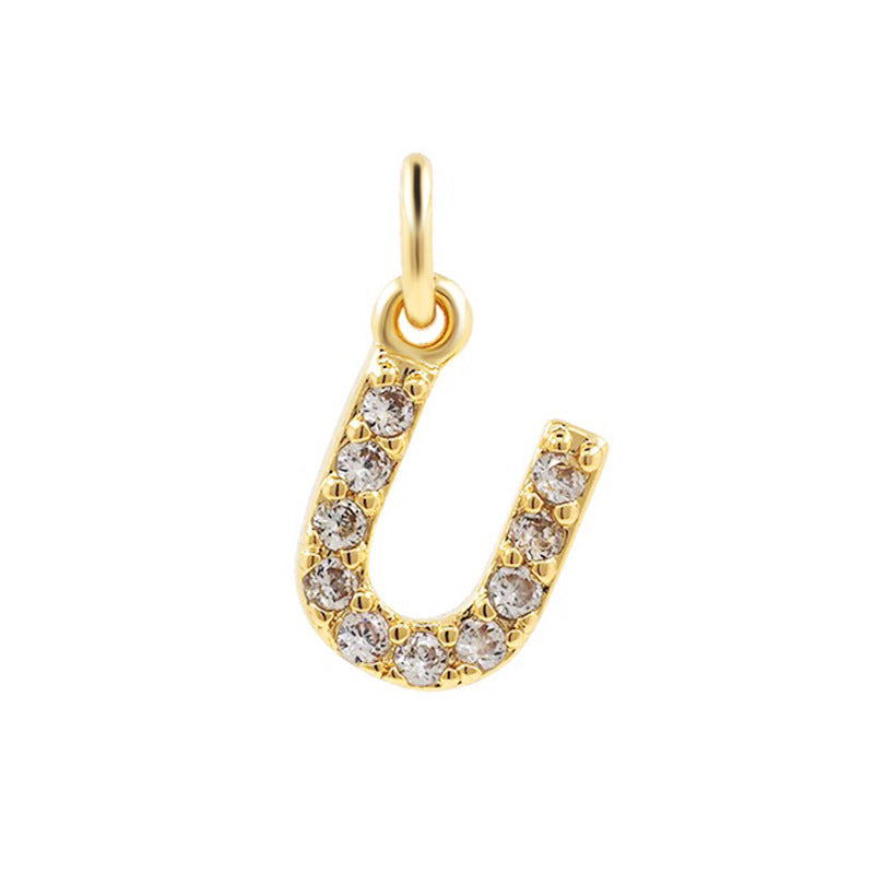 Bohemian 18K Gold Plated Alphabet Necklace with Zircon Charms