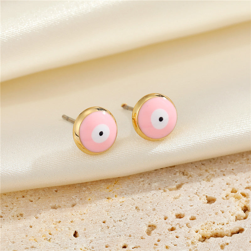 European American Multicolor Turkish Blue Eye Round Earrings