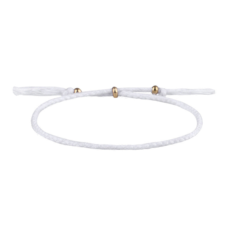 Simple Solid Color Rope Braid Women's Bracelet with Tassel and Copper Beads