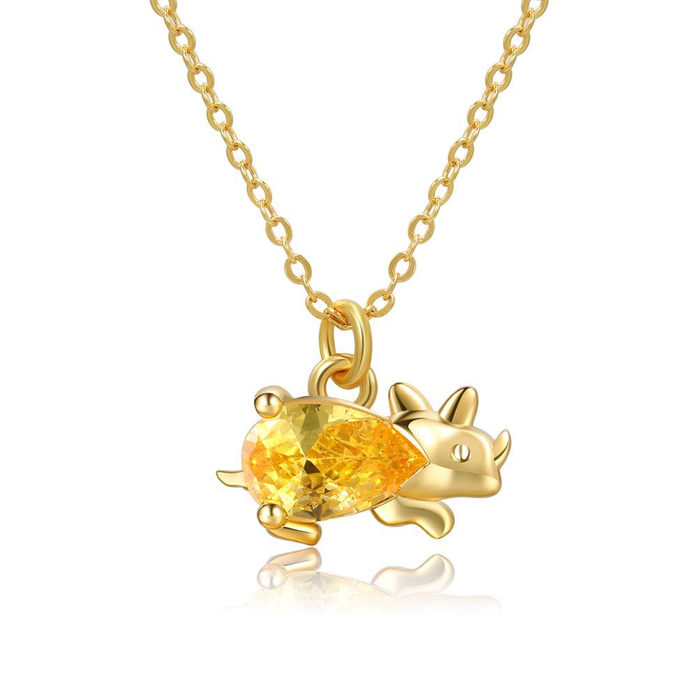 18K Gold Plated Dinosaur Zircon Pendant Necklace