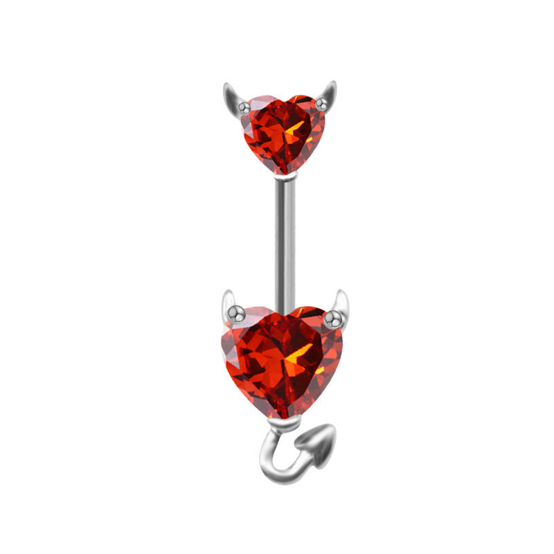 Elegant Heart Shape Stainless Steel Zircon Inlay Belly Ring