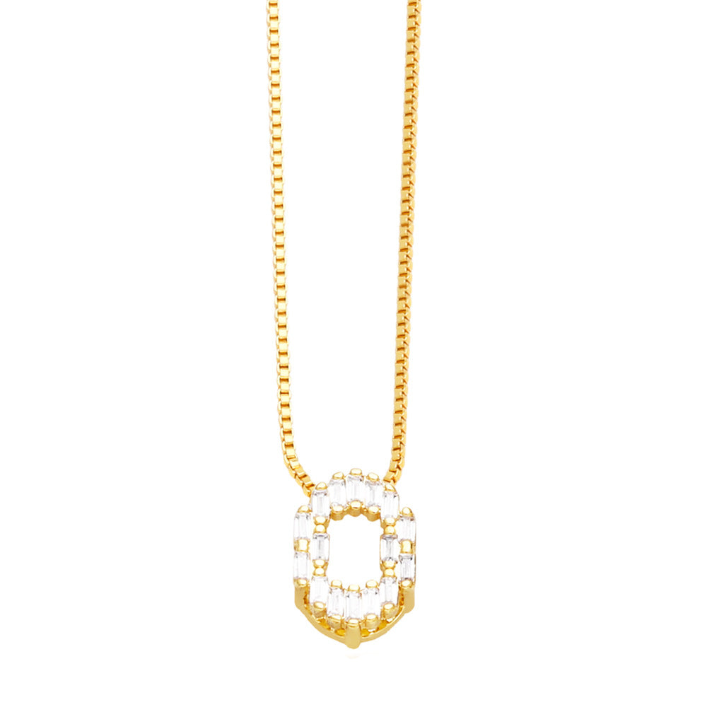 18K Gold Plated Zircon Letter Pendant Necklace