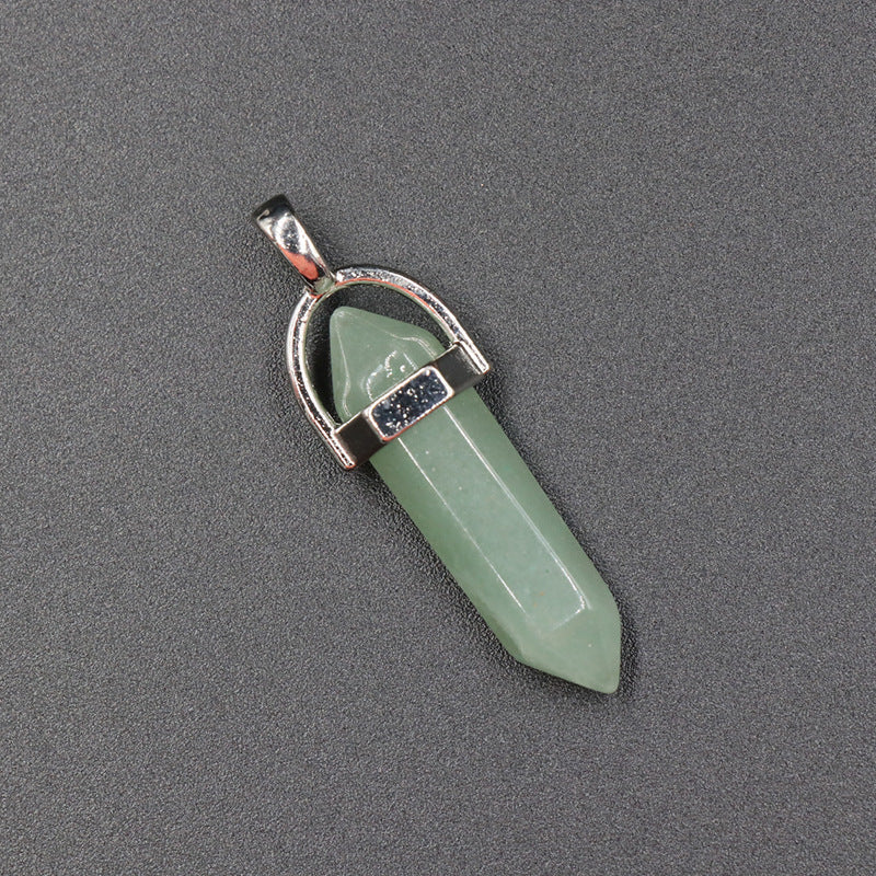 Hexagon Prism Crystal Bullet Pendant Necklace