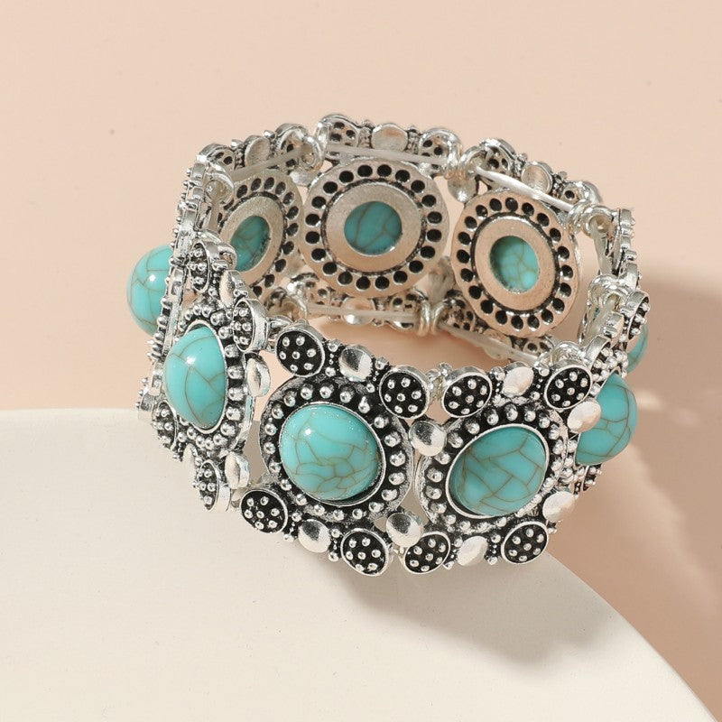 Bohemian Geometric Alloy Turquoise Women's Bangle Bracelet