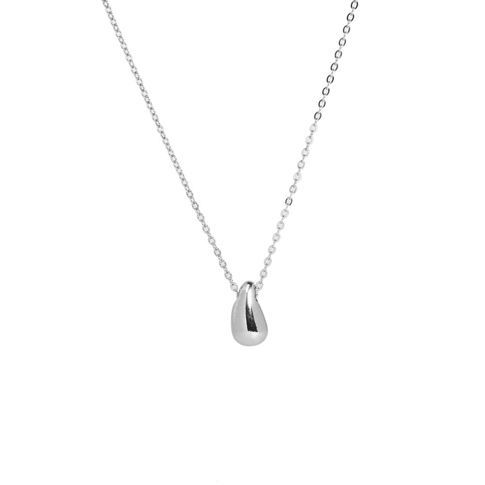 French Style 18K Gold Plated Water Droplet Pendant Necklace - Stainless Steel Titanium Design