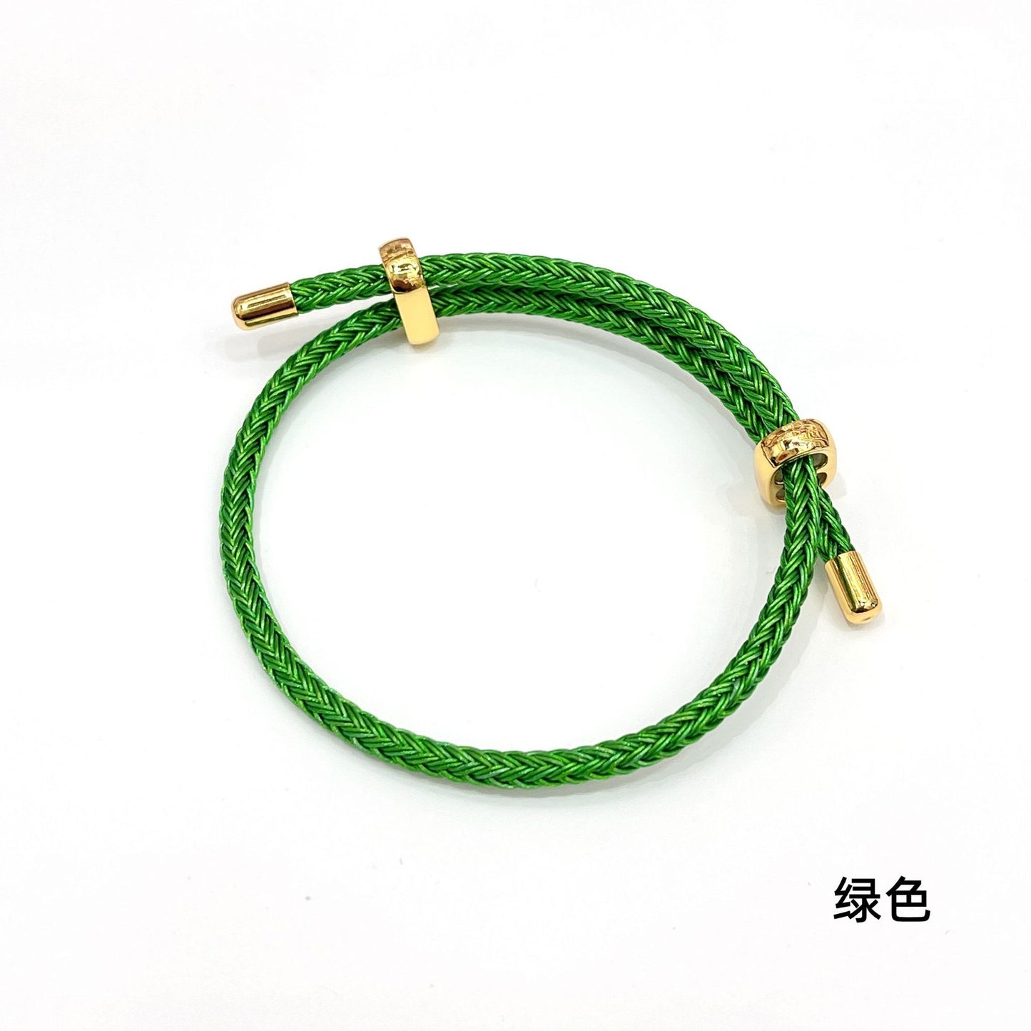 Adjustable Unisex Round Rope Bracelet with Steel Wire and Red String Charm