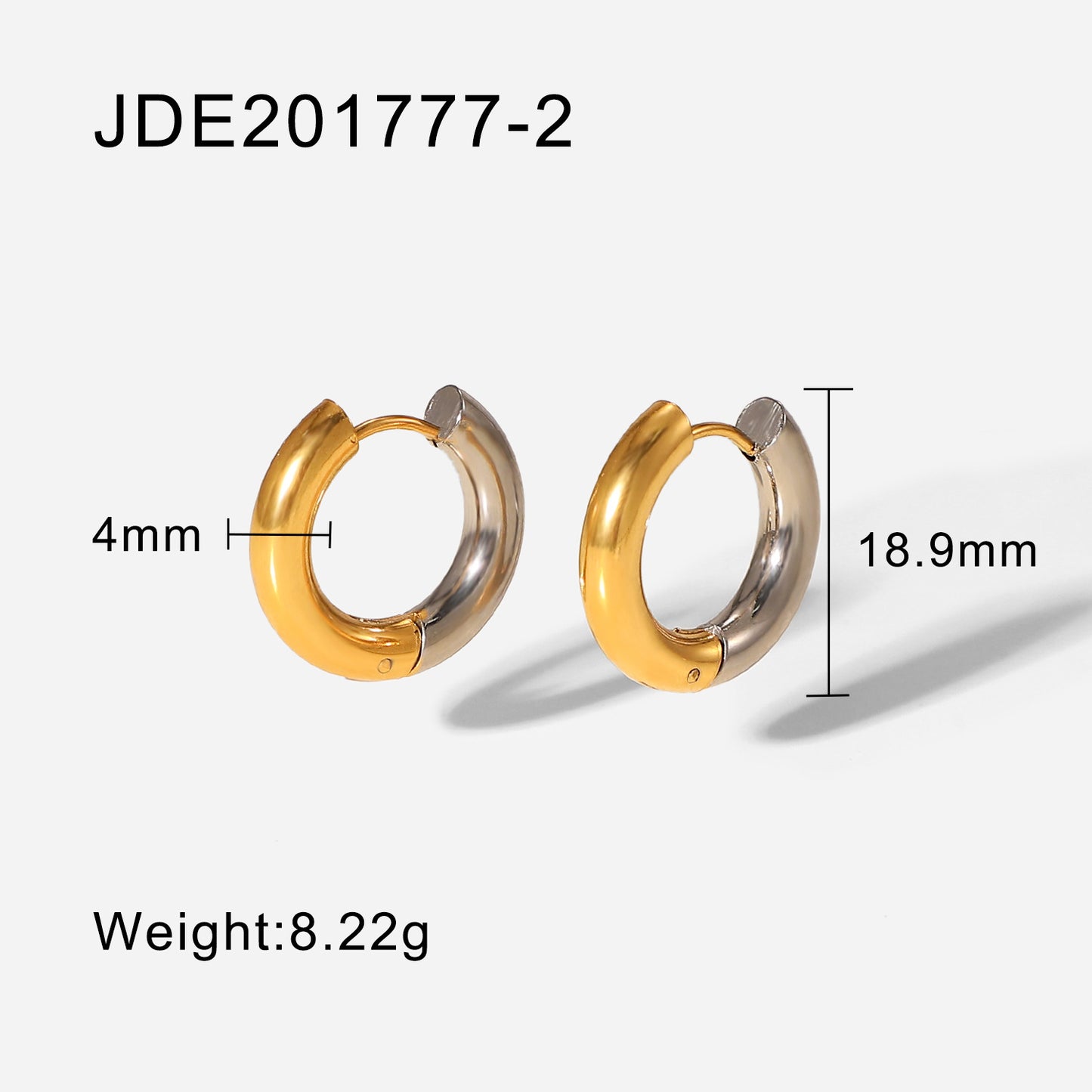 Minimalist 18k Gold-Plated Stainless Steel Gold and Silver Hoop Earrings
