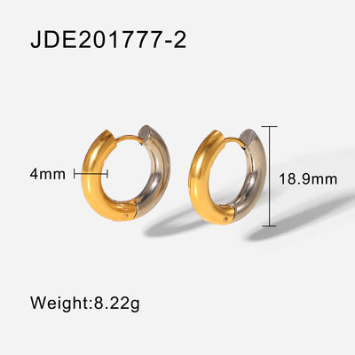 Minimalist 18k Gold-Plated Stainless Steel Gold and Silver Hoop Earrings