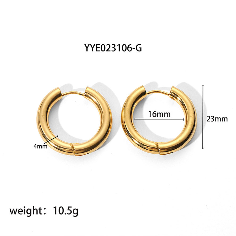 Minimalist 18k Gold-Plated Stainless Steel Hoop Earrings