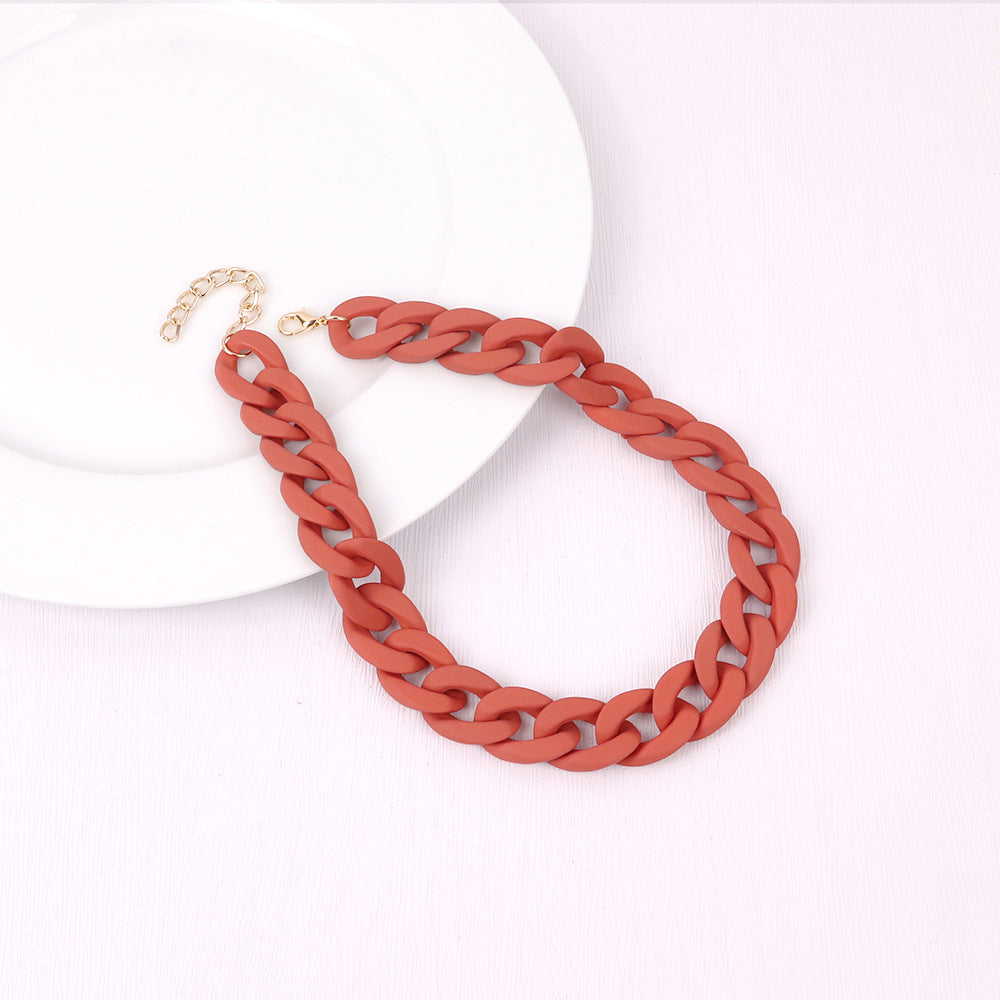Fashion Acrylic Patchwork Rainbow Chain Necklace for Women