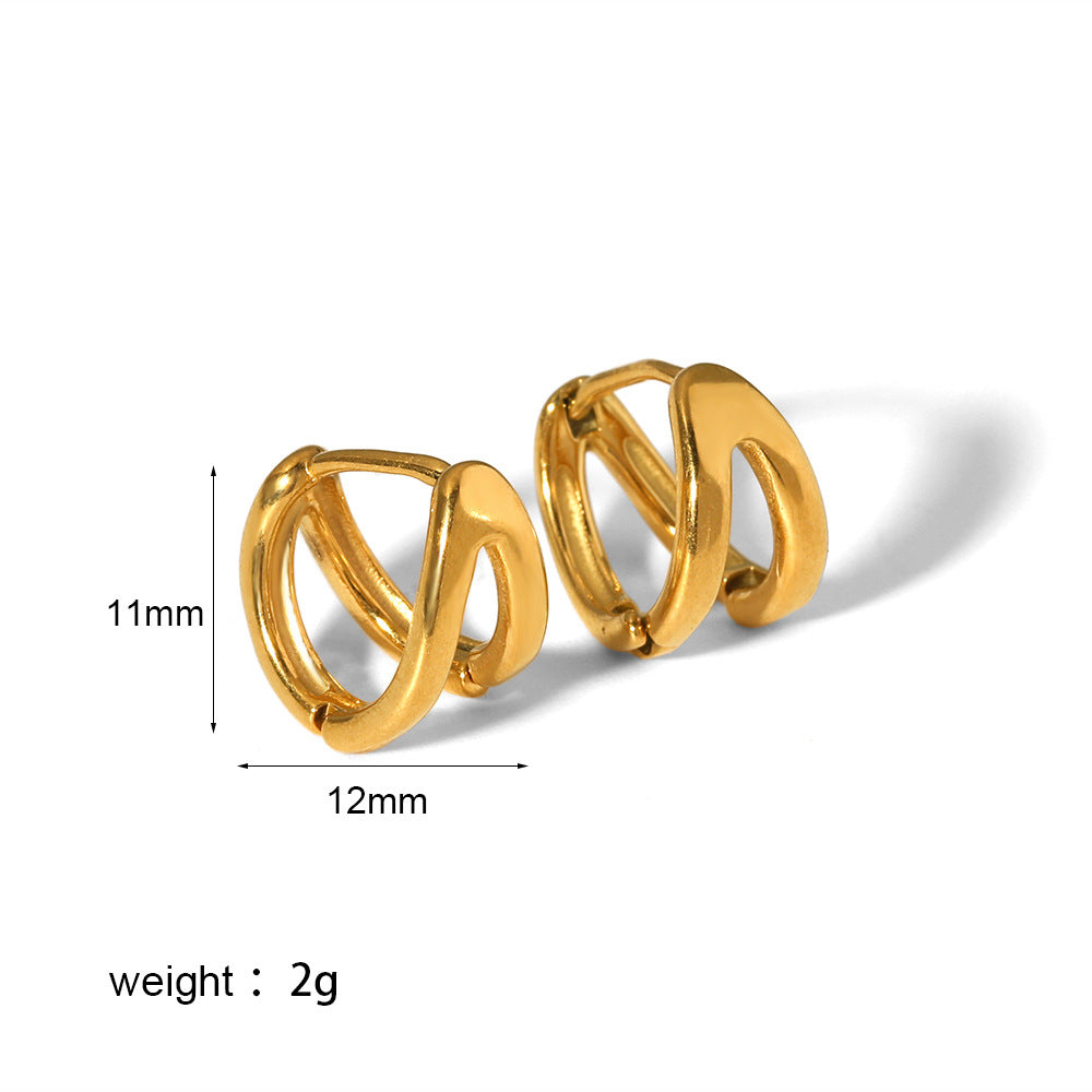 1 Pair Minimalist Twist 18K Gold Plated Stainless Steel Hoop Earrings