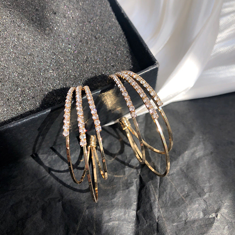 Retro Geometric Alloy Plated Hoop Earrings for Women