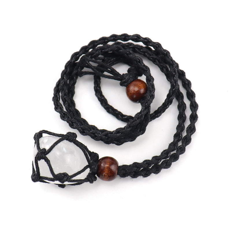 Ethnic Geometric Crystal Natural Stone Adjustable Pendant Necklace