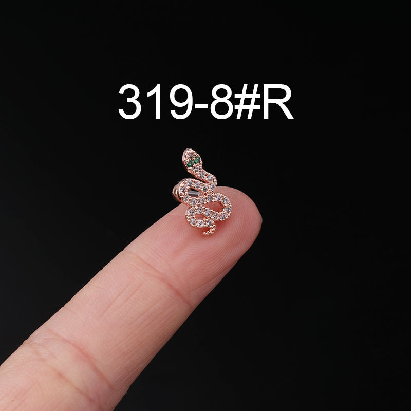 Fashion Zircon Copper and Stainless Steel Ear Studs