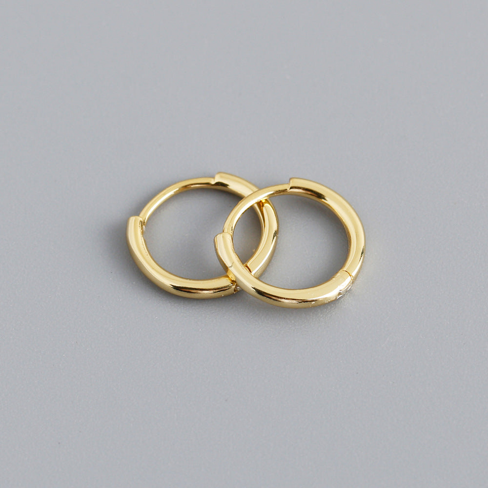 Simple Style Sterling Silver Circle Hoop Earrings