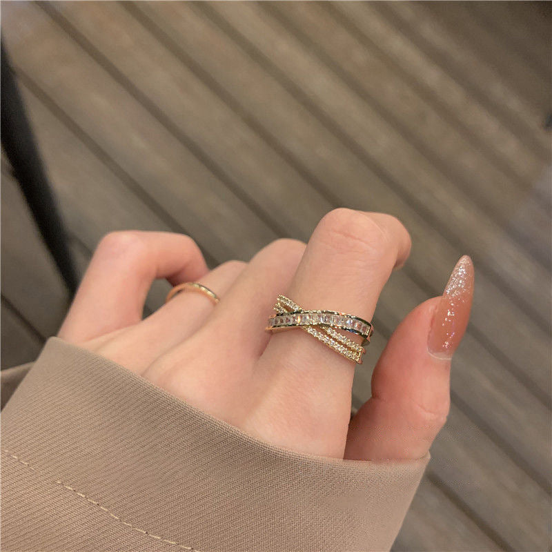Fashion Heart & Bow Knot Zircon Adjustable Copper Ring