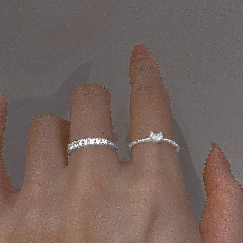Fashion Minimalist Red Agate Zircon Inlay Open Ring for Women