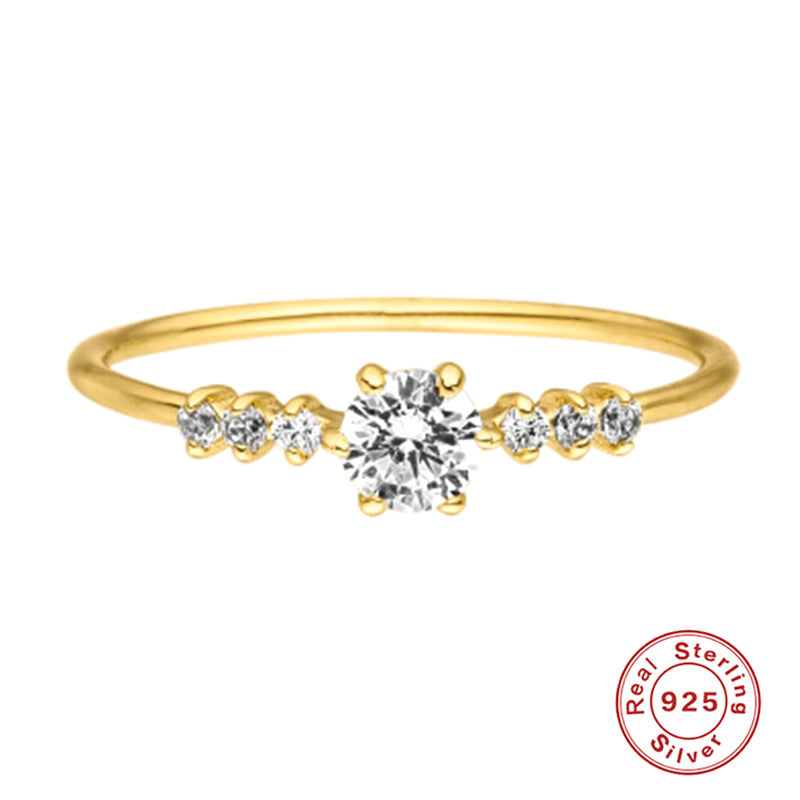 Sterling Silver V-Shaped Opal Zircon Ring
