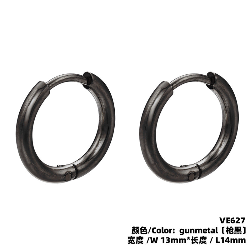 Fashion Solid Color Stainless Steel Hoop Earrings with Bead Accent