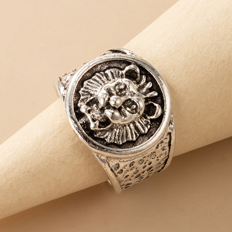 Punk Halloween Skull Zodiac Geometric Metal Ring