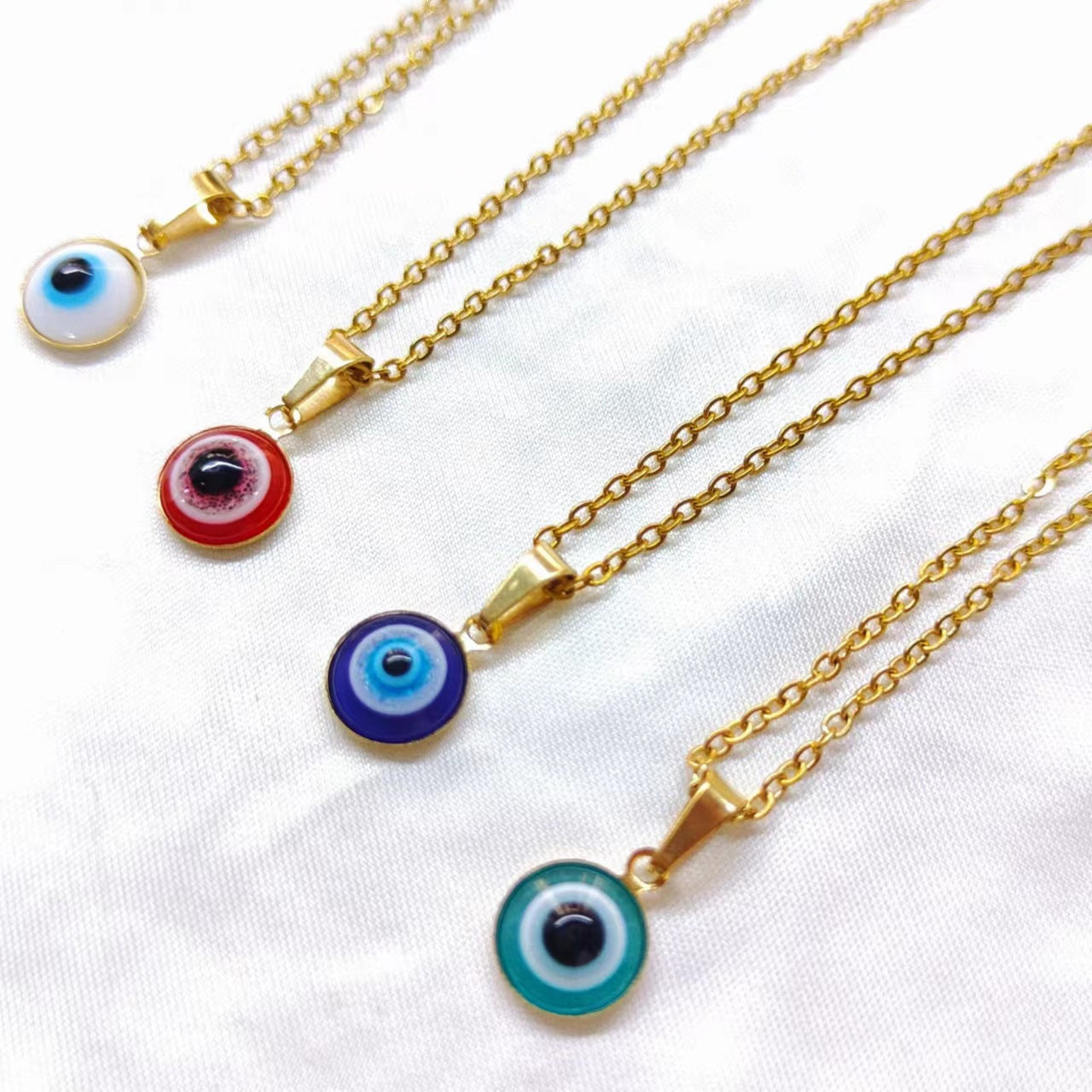 Fashion Devil's Eye Titanium Steel Enamel Pendant Necklace