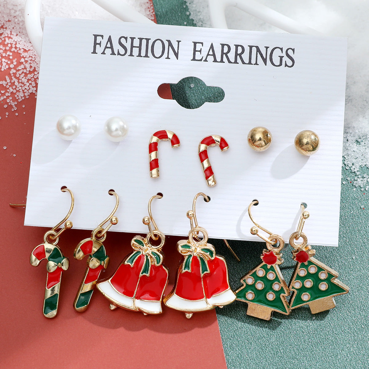Christmas Snowflake Bell and Reindeer Earrings Set - Cute Cartoon Holiday Jewelry Gift