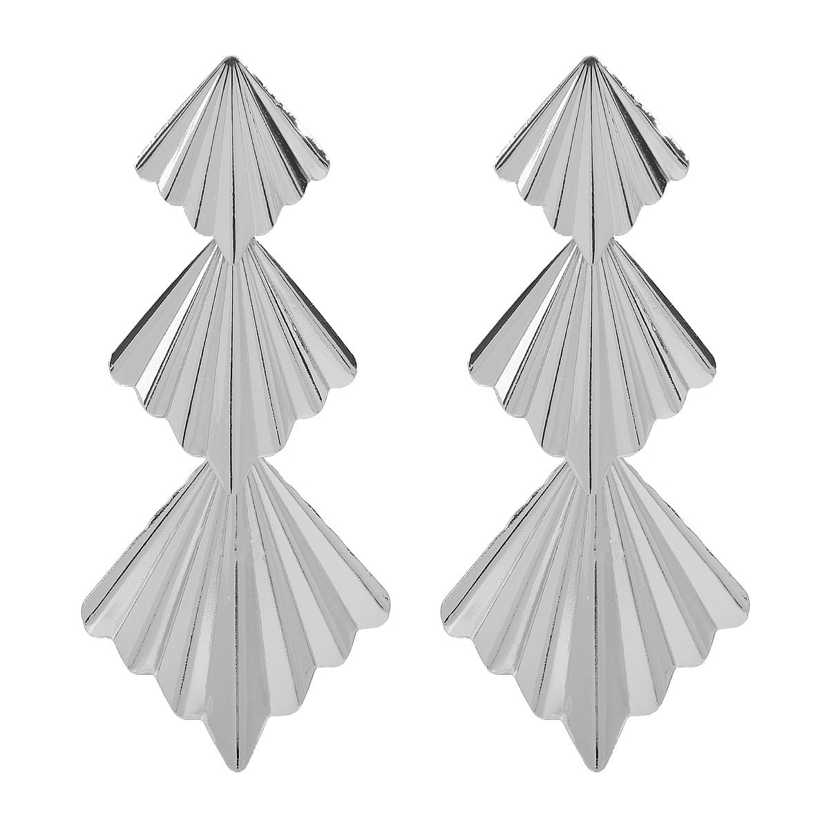 Ginkgo Leaf Design Statement Folding Fan Drop Earrings