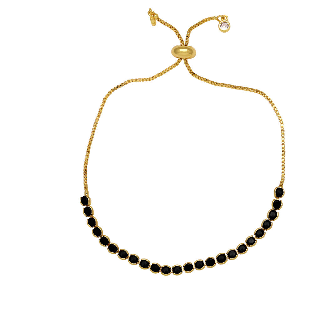 Simple Round Copper Plated Adjustable Zircon Bracelet