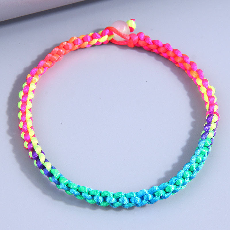 Fashion Gradient Color Braided Lucky Rope Bracelet