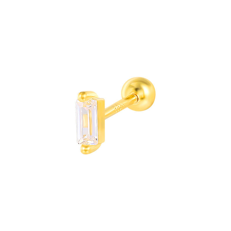 Sterling Silver Zircon Inlay Stud Earrings for Women