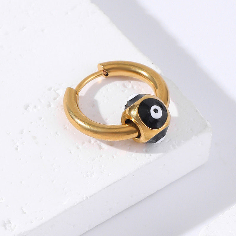 Punk Devil's Eye Stainless Steel Hoop Earrings