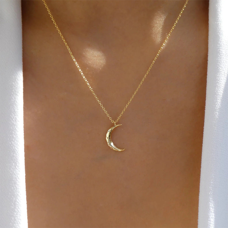 Simple Fashion Double-Layer Alloy Star and Moon Pendant Necklace