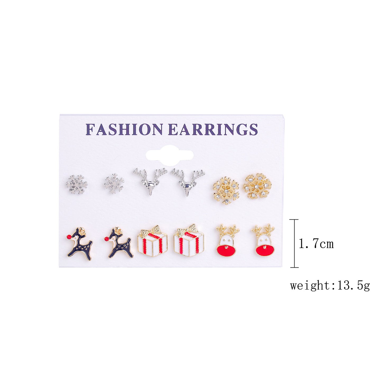 Explosive Christmas Snowflake Bell Tree Stud Earrings Set
