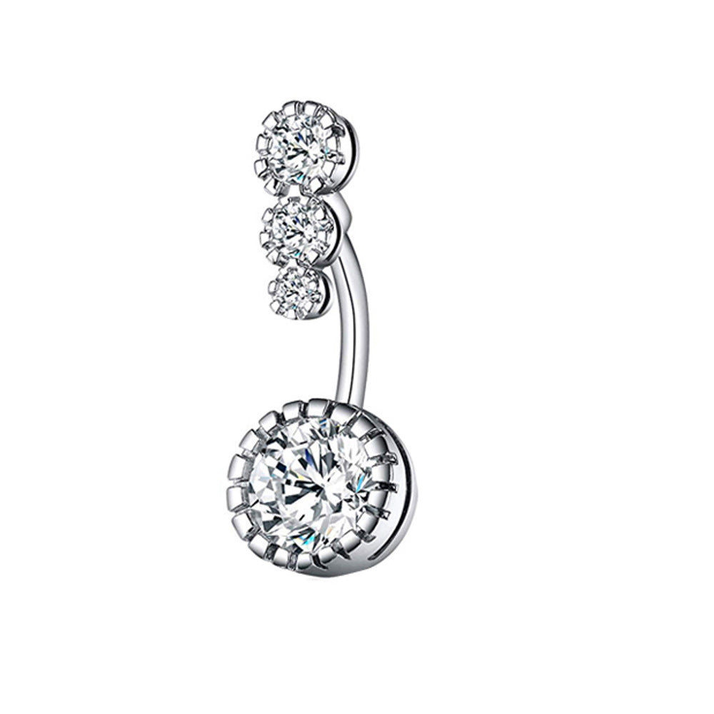 Fashion Water Droplets Zircon Inlay Stainless Steel Belly Ring Set - 5 Pieces