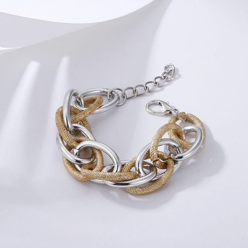 Geometric Multi-layer Metal and Acrylic Leopard Print Bracelet