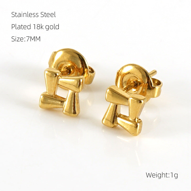 1 Pair Minimalist Geometric 18K Gold Plated Stainless Steel Stud Earrings
