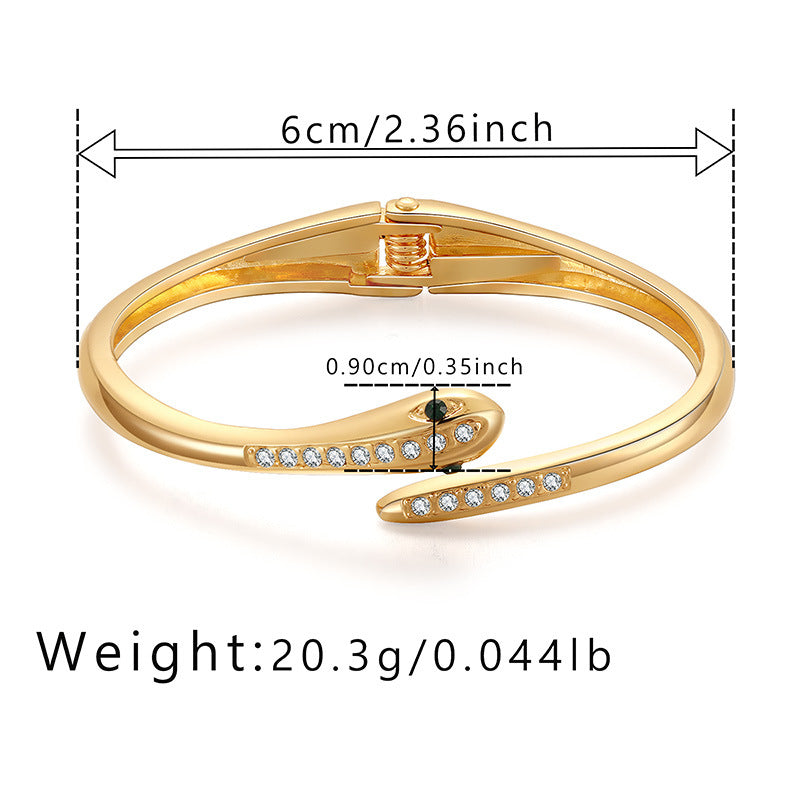 Elegant Snake Design Rhinestone Alloy Bangle Bracelet for Women