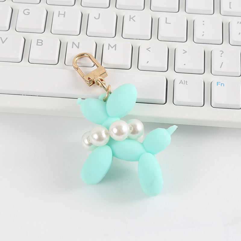 Cute Cartoon Balloon Dog Pearl Keychain Pendant