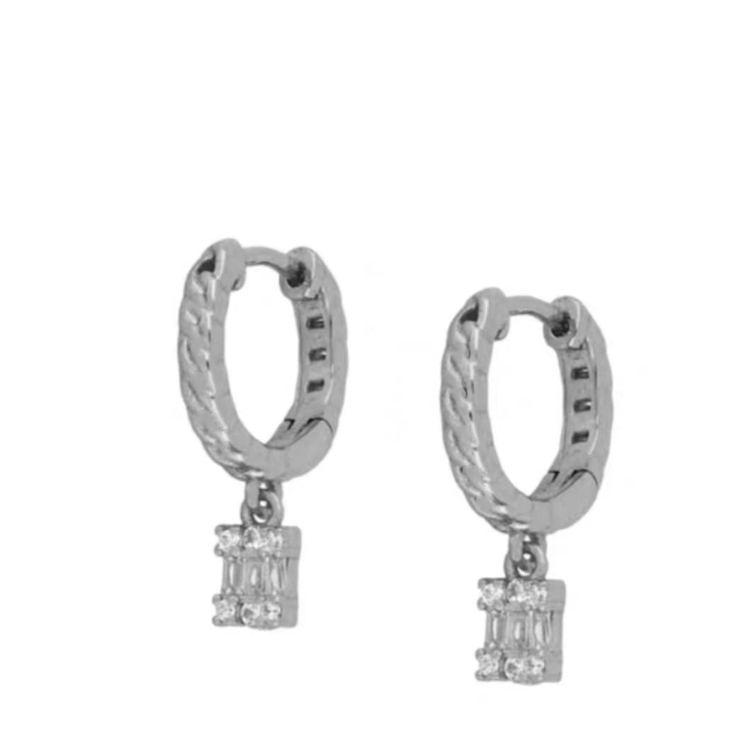 Women's Geometric Gold Plated Zircon Copper Earrings