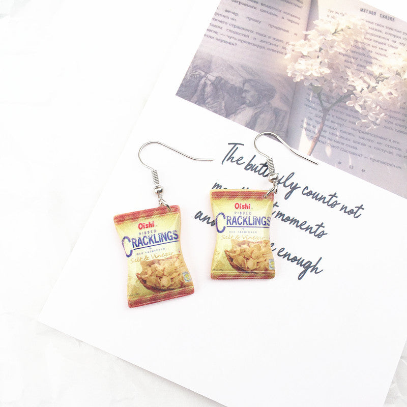 1 Pair Novelty Food Resin Women's Drop Earrings - Creative Handmade Fun Snack Dangle Jewelry