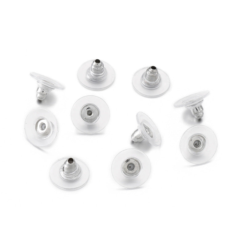 10 Pieces 18K Gold Plated Stainless Steel Solid Color Earring Backs with Silicone Accessories