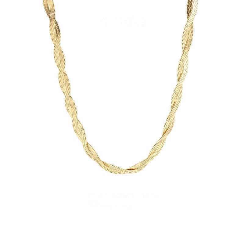 Fashion Geometric Gold Plated Braided Stainless Steel Necklace